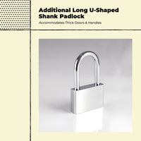 Long U-shaped loop padlock, additionallong cabinet lock, waterproof, robustduty, protected for cabinets, outdoor use, home, garage, tool chest