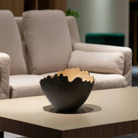 Bowl with Rim Cast Aluminum Decorative Bowl Sculptural for Living Room