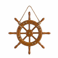 Nautical Wheel Wall Decor Vintage Design Wooden Ship Wheel Rustic Wood Finish Wooden Steering Ornament for Cafe