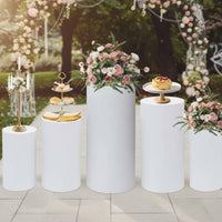 Dessert Table Pillar Cover Stretch Material Cylinder Pedestal Cover Round Plinth Slipcover Snug Fit Easy to Install for Weddings