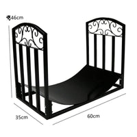 Freestanding Fireplace Accessory Black Iron-Design Log Rack Rigid Frame