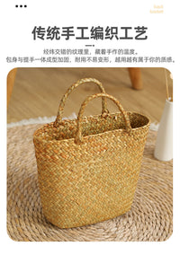 海边度假手工草编手提袋零食手伶篮超市购物环保文件书籍提篮