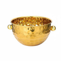 Hammered Stainless Steel Bowl European Design Hammered Metal Bowl Versatile Metal Ice Bucket for Hotel Use, Outdoor, Parties