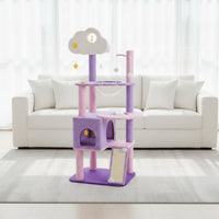 Cat Climbing Frame Cushioned Covered Feline Activity Center with Perches Indoor Feline Furniture for Cats