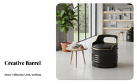 Oil Drum Table and Chair sturdyDuty Construction Oil Drum Furniture Set Space-Saving Rounded borders for Man Cave, Garage, Patio