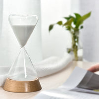 Glass Hourglass Timer 15 Minutes with Beech Wood Base