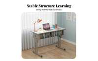 2 Pieces Adjustable Height Kids Study Table Set Children's Desk and Chair Ergonomic Workstation Two Person Design Suitable for Siblings Study Homework Creative Projects