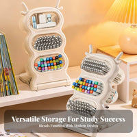 Clear View Design Desktop Pen and Writing Utensil Holder Easy Reach Slanted Pen Holder Space-Saving Detachable Stationery Holder Large Capacity for Students, Kids, Artists, Home Office, Classroom, Dorm Room
