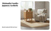 Modern Minimalist Nightstand with Woven Drawer Nordic design Rattan Drawer Cabinet Japanese Inspired End Table Space-Saving Design for Apartment Dwellers, Homeowners, Students, Beside Bed, Living Room, Small Spaces, Next to Sofa