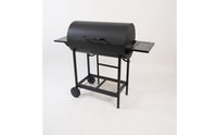 Briquette Grill with Side Tables Outdoor Wheeled Briquette Barbecue High-Temperature Resistant Grill with Two Side Tables for Campers, Backyard