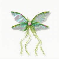 Wearable Fairy Wings with Ribbons Translucent Cicada Wings Ethereal Costume Accessory Semi-Transparent for Cosplayers, Photo Shoots