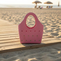 Perforated Tote Simple to Clean Tote with Oval Handle Breathable Beach Bag for Pool, Shower