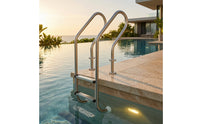 Stainless Steel Pool Ladder Flange-Mounted Pool Ladder with Handrails Rust Resistant for Facility Managers, Swimming Pools, Leisure Facilities