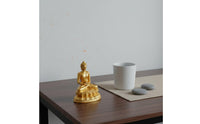 Miniature Golden Buddha Statue Palm Size Pocket-Sized Deity Ornament Feng Shui