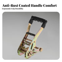 Rust Resistant Buckle Ratchet Tie-down Strap Heat Treated Steel Truck Cargo Strap Easy To Use for Drivers, Moving, Warehouses, Car Roof Rack