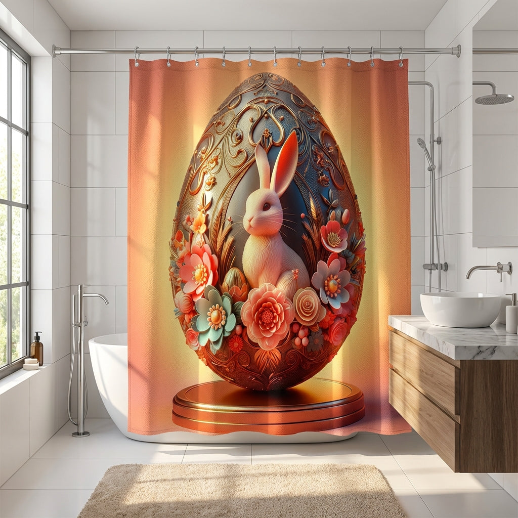 Easter Shower Curtain Bathroom Decorations Sets, Restroom Set Waterproof Easter Decor Set Non-Slip for Holiday Enthusiasts, Homeowners, Home Decoration, Restroom