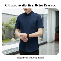 Tang Suit Shirt, Chinese Style, Lightweight Summer, Stand Collar, Men's Casual Top