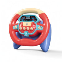 Lights and Sounds Steering Wheel Toy with Music Light-up Toy Steering Wheel with Buttons Colorful Interactive Dashboard Simulated for Babies, Toddlers, Kids, Travel