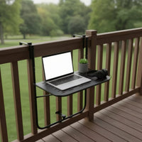 Railing-Mounted Table Outdoor Folding Balcony Table Compact Railing Shelf for Patio