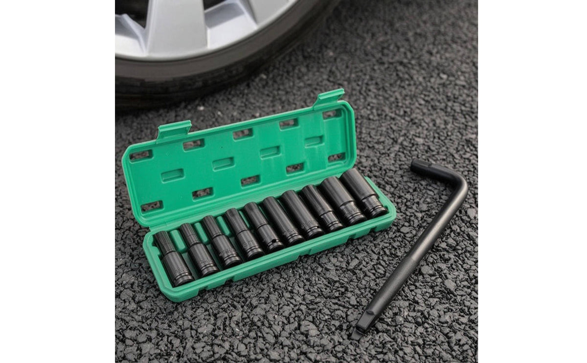 10 Pieces Metric Socket Wrench Kit Textured Grip Socket Set with Case Polished Ratchet Wrench Set Anti-Slip for Home Workshop