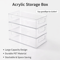 Stackable Desktop Organizer with Handle, Clear Desk Storage Drawer for Office, Modular Bathroom Drawers for Vanity Counter