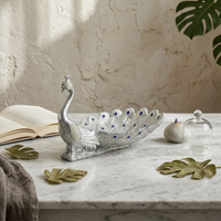 Peacock Fruit Bowl Modern Simple Table Centerpiece Feather Pattern Decorative Dish for Study