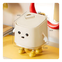 Desk Trash Can with Lid Plastic Mini Waste Bin Compact for Bedside Table