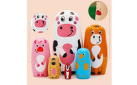 Cartoon Cow Nesting Doll Cute Nesting Doll with Cow Motif Glossy Wooden Animal Figurines Stackable for Children, Collectors, Nursery Decor, Desk Decoration, Playroom