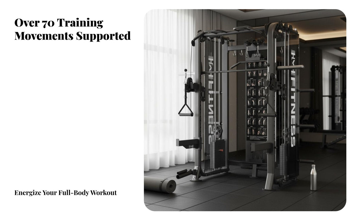 Guided Machine with Cable Versatile Pulley Arrangement Full Body Workout Complete Guided Machine Heavy-Duty Steel Construction Multi-Home Fitness