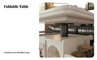 Multifunctional Design Convertible Lift-Top Table Adjustable Height Living Room Furniture Mobile with Casters Rolling Cart Space-Saving for Apartment Dwellers, Homeowners, Work-from-Home Professionals, Small Areas, Dining Area, Balcony