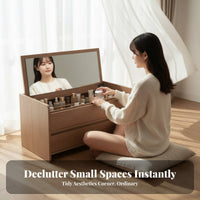Hinged-Lid Vanity Desk Space-Saving Design Dressing Table Built-in Storage Multi-Functional for Teenagers