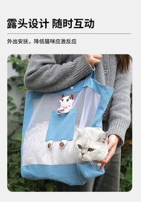 宠物外出便携猫包防蚊透气可折叠猫咪背包斜挎旅行包手提猫包跨境