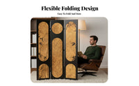Foldable Design Bamboo Pattern Folding Screen Freestanding Room Divider Portable Privacy Partition Easy Setup for Interior Designers, Apartment Dwellers, Business Owners, Bedroom, Office, Hotel, Restaurant
