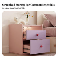 Wavy Front Cabinet glass surface Nightstand Dopamine Decor for Bedroom, Young Adults