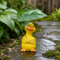 Foliage Umbrella Duck Ornament Orange Beak and Feet Duck Garden Ornament Small