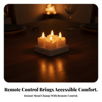 4 Pieces LED Tea Lights with Remote | Realistic Molded beeswax Body, Rechargeable LED Candles with Charging Base Flameless Yellow Glow, for Cozy Indoor Ambiance