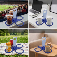 Reusable Drink Carrier with Handle Portable Foldable Drink Carrier Compact Cup Carrier Collapsible for Coffee Runs, Stadium, Festivals