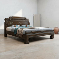Classical Chinese Style Bed Mortise and Tenon Joinery Rosewood Foundation Bed Thickened Frame for Couples