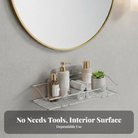 Adhesive Shower Basket Multi-Purpose Wall Shelf Rustproof for Renters, RV Owners