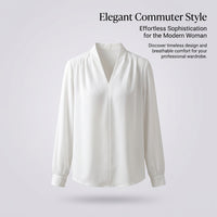 Blouses for Women UK Long Sleeve Pullover Design, Wrinkle Resistant for Business Casual, Ladies Loose Fit Blouse with Pocket Detail