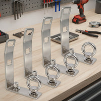 4 Pieces Stainless Steel Load Stop Brackets with Tie-down Rings Corrosion-Resistant Load Stop Bracket Rustproof Tie down Loop Long-Lasting for Contractors, Outdoor Enthusiasts, Roof Racks, Cargo Hauling, Road Trips