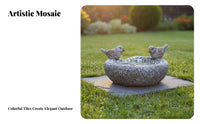 Resin Bird Feeder Statue Double Use Resin Bird Bath Bowl Weather Resistant