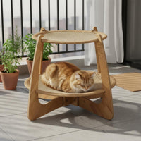Wooden Cat Hammock Bed All Season Use Double Layer Cat Bed Breathable Animal Lounging Area for Cats, Kittens, Summer, Indoor