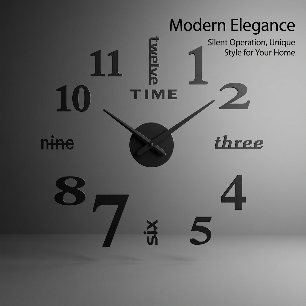 luminous in the Dark Wall Clock Silent Non Ticking, for Living Room Kitchen Bedroom, Acrylic Mirror Home Decor