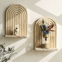Door-Shaped Solid Wood Wall Planter Shelf for Home Living Room Decor