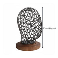 Hat Display Wooden Base Metal Head Mannequin Stand Antique Style Hat Display Head for Salon, Dresser Top