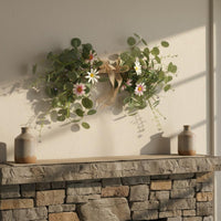 Eucalyptus Blossom Swag Handmade Artificial Flower Lintel Burlap Bow Accent