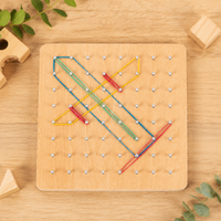 Wood Geoboard Set, Travel Toys for 4-6 Year Olds, Problem Solving Toy with Rubber Bands, Hands On Early Learning Math Manipulatives