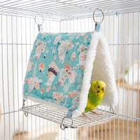 Soft Winter Bird Cage Hammock with Perch, Warm Parrot Nest for Cockatiels and Lovebirds, Washable Cotton Cave Nest Bed with Rust-Resistant Base