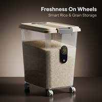 15L Rice Organizer Box with Wheels, 15Kg Flour Storage Containers, Airtight Rice Organizer Box, Food - Image 8